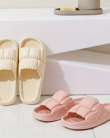 Elegant Women's Pillow Slides - Cushioned, Non-slip, Easy Slip-On Indoor Slippers, Minimalist and Stylish Comfort Footwear