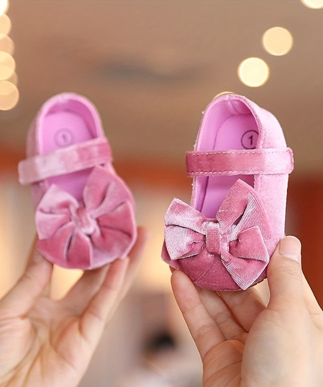 Baby Girls Mary Jane Flats With Bowknot First Walker Shoes Crib Shoes Princess Wedding Party Christmas Dress Shoes