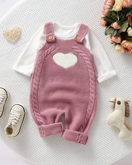 Baby Clothing Girl Baby Bodysuit Baby Love Jacquard Boys Knitted Bodysuit, Suitable For Indoor And Outdoor Wear