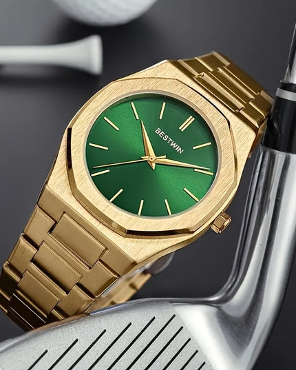 Fashion Men's Alloy Steel Band Quartz Watch, Simple Line Dial Business Men's Wrist Watch, Ideal Choice For Gifts