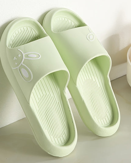 Ultra-Comfy Womens Kawaii Rabbit Pillow Slides - Soft Non-slip EVA Open Toe Slippers for Indoor Home Relaxation - Durable & Quick-dry Bathroom Slippers