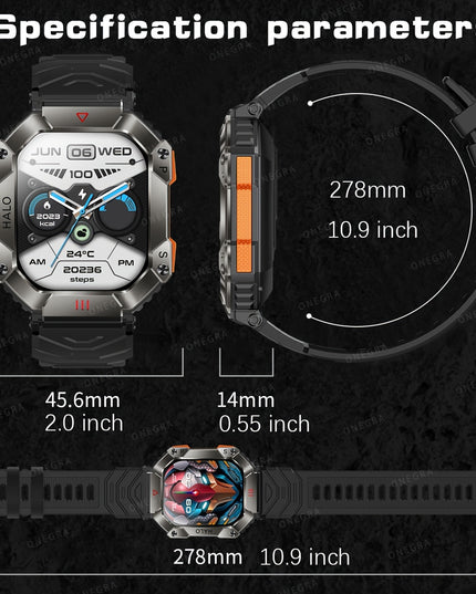 ONEGRA Sports Smart Watch For Women Men, Waterproof Fitness Watches With AI Voice Wireless Call