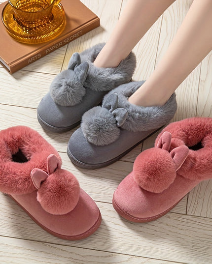 Comfy Plush-Lined Rabbit Slippers - Cute & Warm Winter Footwear with Easy Slip-On Design for Women