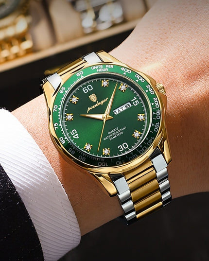 BINBOND Men'S Luxury Business Watch, Stainless Steel Band, Luminous Fashion Quartz, Round Dial, Calendar Feature, 30m Water Resistant, Battery Powered Electronic Movement