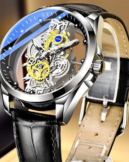 Men Women Stainless Steel Quartz Watch Luminous Luxury Fashion Hollow Out Skeleton Wrist Watch Unisex