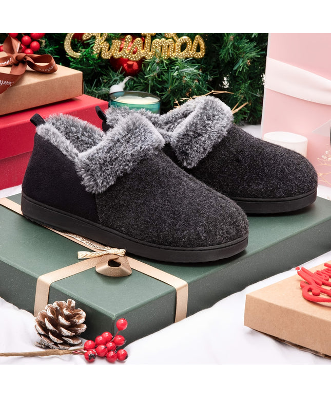 Women's Cozy Plush Household Shoes, Fuzzy Fleece Liner Package Heel Memory Foam Slip-on Shoes, Women's Footwear