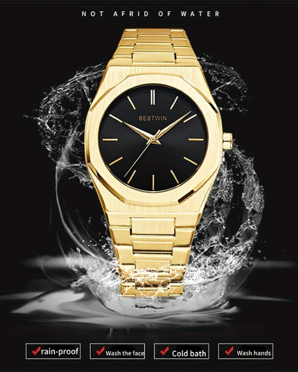 Fashion Men's Alloy Steel Band Quartz Watch, Simple Line Dial Business Men's Wrist Watch, Ideal Choice For Gifts