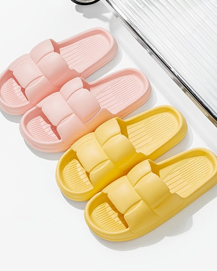 EVA Slippers with Anti-Slip Soft Sole & Quick-Dry Design - Lightweight Indoor/Outdoor House Shoes for Bathroom, Home, and Garden - Ergonomic Comfort, All-Season Wear, Stylish Striped Pattern (Hand Wash/Dry Clean), Indoor Slip