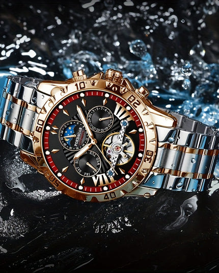 Fashion Men's Fully Automatic Mechanical Watch, Waterproof Luminous Wristwatch
