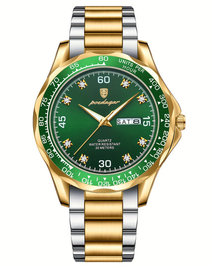 BINBOND Men'S Luxury Business Watch, Stainless Steel Band, Luminous Fashion Quartz, Round Dial, Calendar Feature, 30m Water Resistant, Battery Powered Electronic Movement