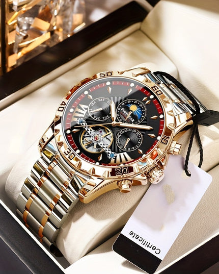Fashion Men's Fully Automatic Mechanical Watch, Waterproof Luminous Wristwatch