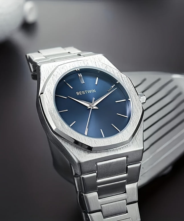 Fashion Men's Alloy Steel Band Quartz Watch, Simple Line Dial Business Men's Wrist Watch, Ideal Choice For Gifts