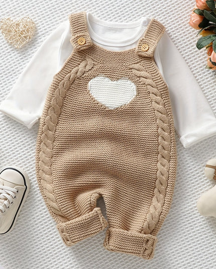 Baby Clothing Girl Baby Bodysuit Baby Love Jacquard Boys Knitted Bodysuit, Suitable For Indoor And Outdoor Wear