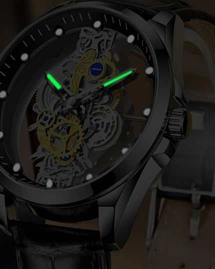 Men Women Stainless Steel Quartz Watch Luminous Luxury Fashion Hollow Out Skeleton Wrist Watch Unisex