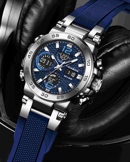 Men's Sports Watch, Dual Display Digital Quartz Watch, Alarm Clock Chronograph Multifunction Luminous Watch, Ideal choice for Gifts