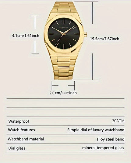 Fashion Men's Alloy Steel Band Quartz Watch, Simple Line Dial Business Men's Wrist Watch, Ideal Choice For Gifts