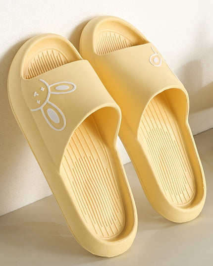 Ultra-Comfy Womens Kawaii Rabbit Pillow Slides - Soft Non-slip EVA Open Toe Slippers for Indoor Home Relaxation - Durable & Quick-dry Bathroom Slippers