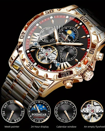 Fashion Men's Fully Automatic Mechanical Watch, Waterproof Luminous Wristwatch