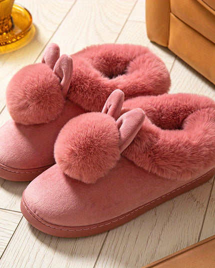 Comfy Plush-Lined Rabbit Slippers - Cute & Warm Winter Footwear with Easy Slip-On Design for Women