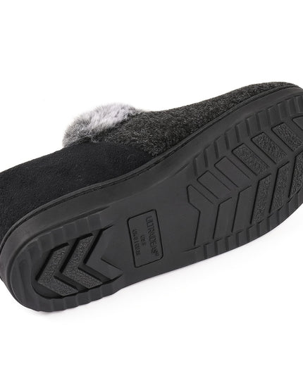 Women's Cozy Plush Household Shoes, Fuzzy Fleece Liner Package Heel Memory Foam Slip-on Shoes, Women's Footwear