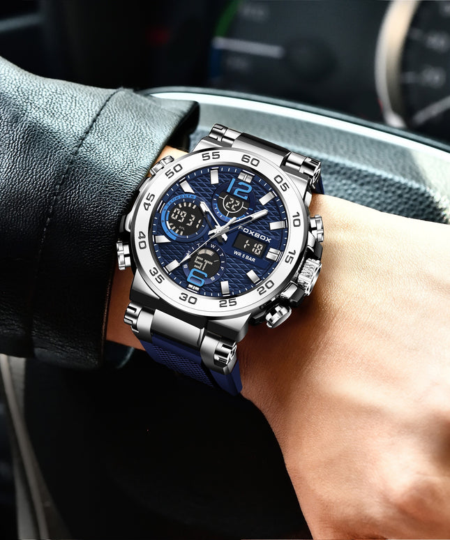 Men's Sports Watch, Dual Display Digital Quartz Watch, Alarm Clock Chronograph Multifunction Luminous Watch, Ideal choice for Gifts