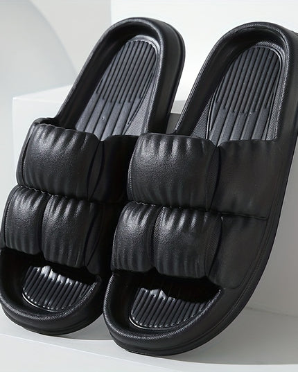 Elegant Women's Pillow Slides - Cushioned, Non-slip, Easy Slip-On Indoor Slippers, Minimalist and Stylish Comfort Footwear