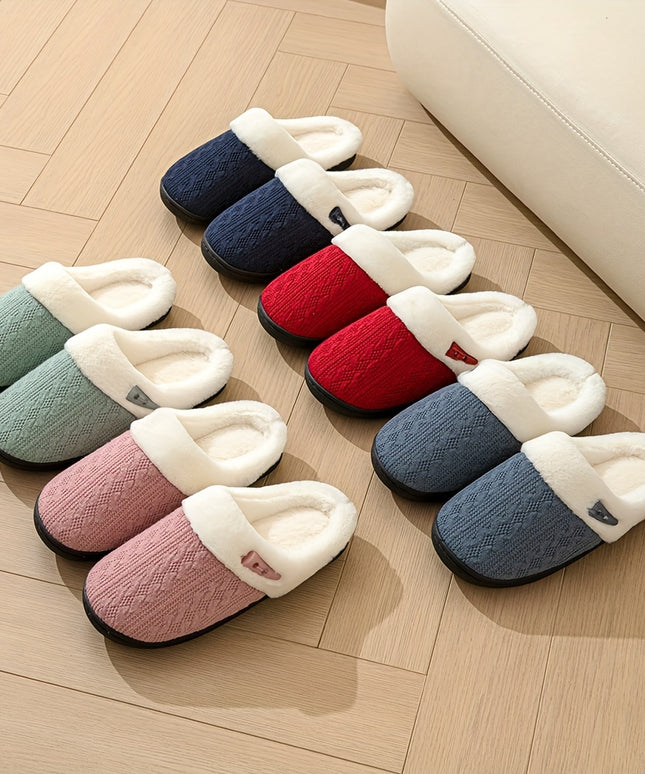 Women'S Plush Slippers - Winter Warm Soft Indoor/Outdoor House Shoes with Plush & TPR Sole, Soft Fabric Upper & Cushioned Insole - All-Season Cozy Slip-Ons in, Indoor Footwear, Minimalist Design, Comfortable Footwear, Stylish