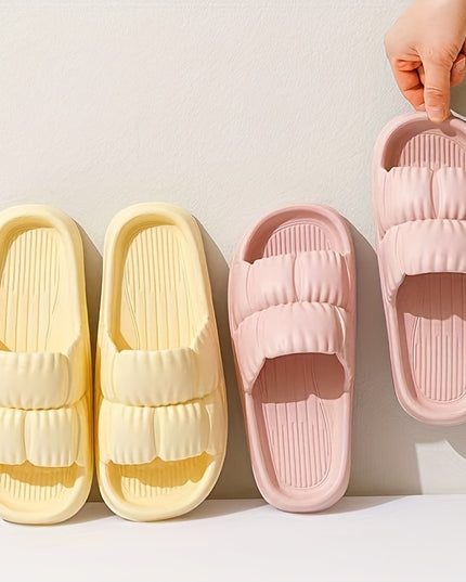 Elegant Women's Pillow Slides - Cushioned, Non-slip, Easy Slip-On Indoor Slippers, Minimalist and Stylish Comfort Footwear