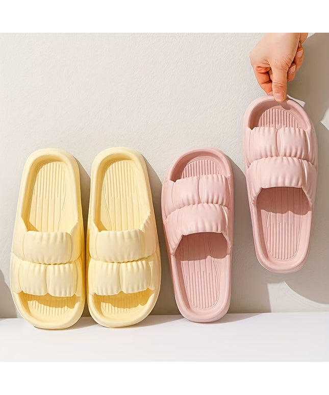 Elegant Women's Pillow Slides - Cushioned, Non-slip, Easy Slip-On Indoor Slippers, Minimalist and Stylish Comfort Footwear