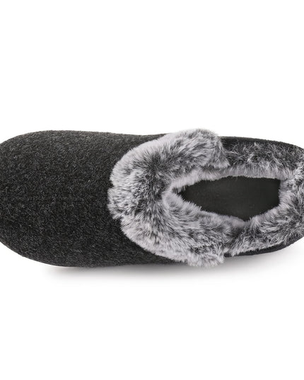 Women's Cozy Plush Household Shoes, Fuzzy Fleece Liner Package Heel Memory Foam Slip-on Shoes, Women's Footwear