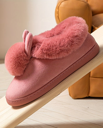 Comfy Plush-Lined Rabbit Slippers - Cute & Warm Winter Footwear with Easy Slip-On Design for Women