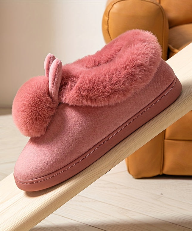 Comfy Plush-Lined Rabbit Slippers - Cute & Warm Winter Footwear with Easy Slip-On Design for Women