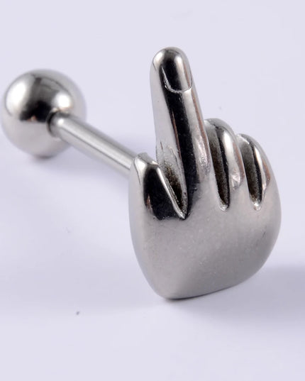 1PC Punk Tongue Nail Middle Finger Surgical Steel Anodizing Prevent Allergic Tongue Barbells Sexy Unisex Body Piercing Jewelry