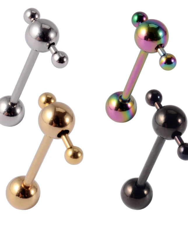 1PC Punk Tongue Nail Middle Finger Surgical Steel Anodizing Prevent Allergic Tongue Barbells Sexy Unisex Body Piercing Jewelry