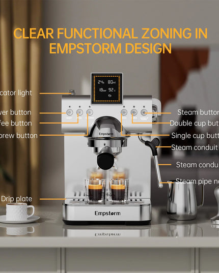 High Quality Aluminum Semi Automatic Coffee Machine Electric Espresso Maker Cold Brew Household & Hotel Use EU/US Stock