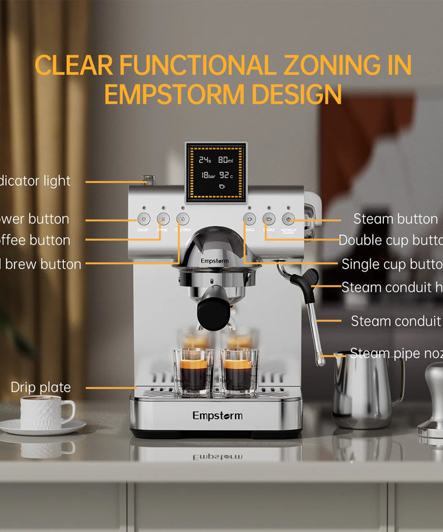 High Quality Aluminum Semi Automatic Coffee Machine Electric Espresso Maker Cold Brew Household & Hotel Use EU/US Stock