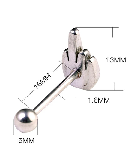 1PC Punk Tongue Nail Middle Finger Surgical Steel Anodizing Prevent Allergic Tongue Barbells Sexy Unisex Body Piercing Jewelry