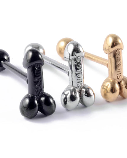 1PC Punk Tongue Nail Middle Finger Surgical Steel Anodizing Prevent Allergic Tongue Barbells Sexy Unisex Body Piercing Jewelry