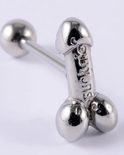1PC Punk Tongue Nail Middle Finger Surgical Steel Anodizing Prevent Allergic Tongue Barbells Sexy Unisex Body Piercing Jewelry