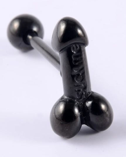 1PC Punk Tongue Nail Middle Finger Surgical Steel Anodizing Prevent Allergic Tongue Barbells Sexy Unisex Body Piercing Jewelry