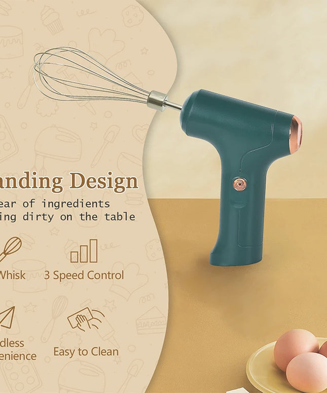 Electric Cordless Portable PP Automatic Push Button Immersion Hand Blender Whisk 6 Blades Battery Powered for Household Kitchen