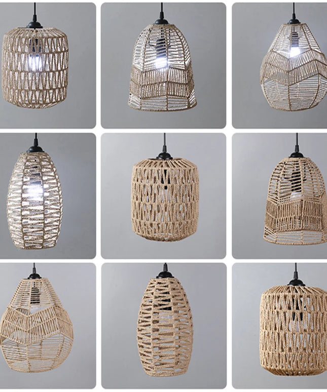 Cubierta De Lámpara De Ratán Simulada, Lámpara De Araña Vintage, Hogar,