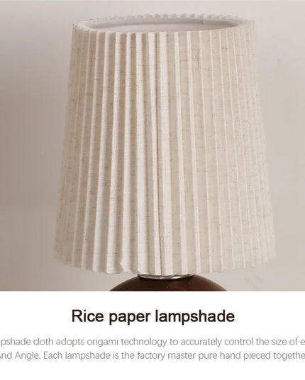 Retro LED Table Lamp Bedroom Fabric Pleated USB Study For Home Room Decor Desktop Decorative Ambiance Bedrooms LED Bedside Lamps