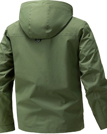 Jacket Mens Spring autumn New men jacket  solid color hooded Jackets casual coat Men's business coats Size M-4XL 5XL Hat detacha