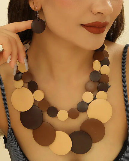 UDDEIN Boho Doublelayer Gran Collar de Madera