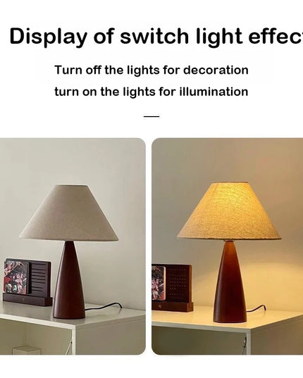 Solid Wood Retro fabric desk lamp Indoor decor Atmosphere Bedroom Bedside living room Tea Room Study Lamp