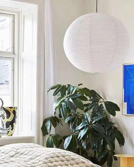 Hanging Paper Lampshade Light Fixture Classic Modern Pendant Light Lamp Cover Vintage Round Ceiling Light Cover Hotel Cafe