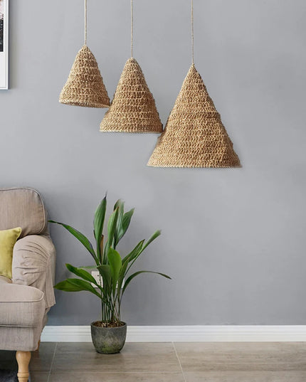Pantalla de lámpara colgante de cuerda de tejido hecho a mano Estilo bohemio.