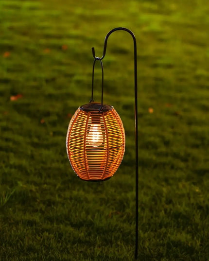 Portable Landscape Solar Imitation Lantern Waterproof Hollowed Yard Lantern Hanging Atmosphere Weave Wind Lamp Outdoor