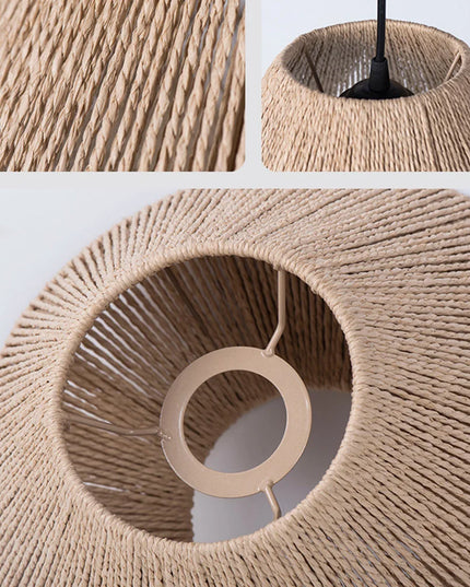 1pc Rattan Lamp Geometric Shade Light Cover Chandelier Hanging Wicker Woven Fixture Rustic Decorative Weave Basket